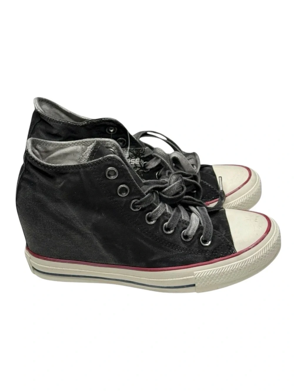 new Converse ✪ CTAS Lux Mid Hidden Platform Wedge Sneaker ✪ Distressed Grey ✪ 8M - Picture 3 of 16